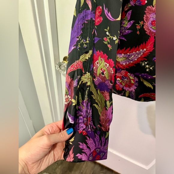 Ralph Lauren Floral Long Sleeve Semi- Sheer Blouse - Size Large - Picture 3 of 4